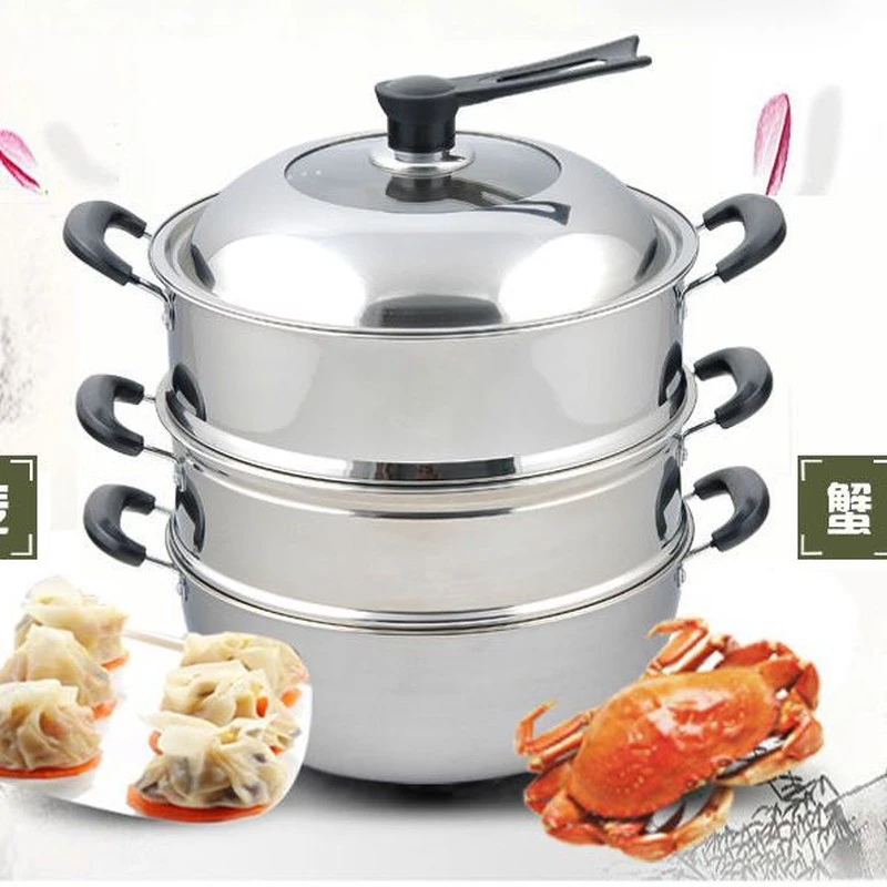 新疆西藏不锈钢蒸锅加厚煮粥锅燃气电磁炉通用不锈钢蒸笼套装多用