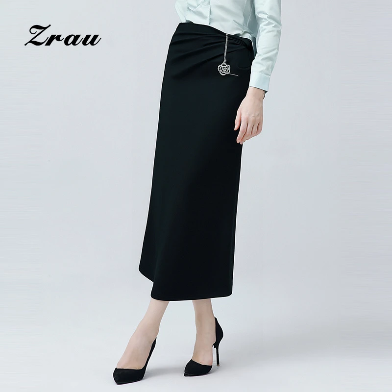 【臻选】ZRAU时尚气质中长裙秋季复古百搭休闲半身裙Z1243B00