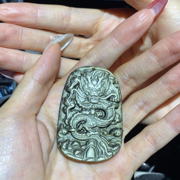 黑曜岩吊坠(不含链)未镶嵌霜**子