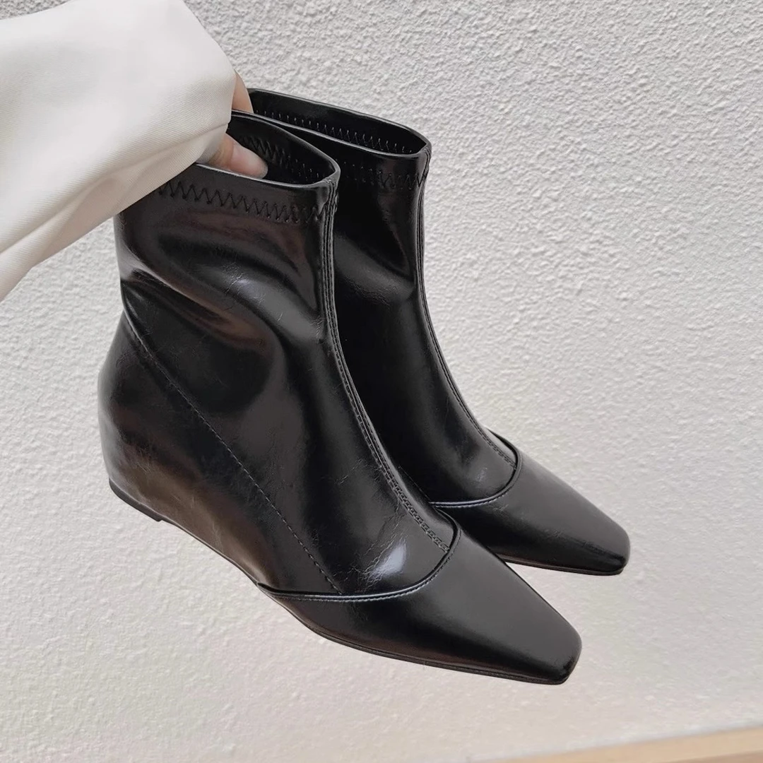 【盼盼精选】时装靴及踝靴高跟秋冬女鞋方头短靴女靴百搭时尚尖头