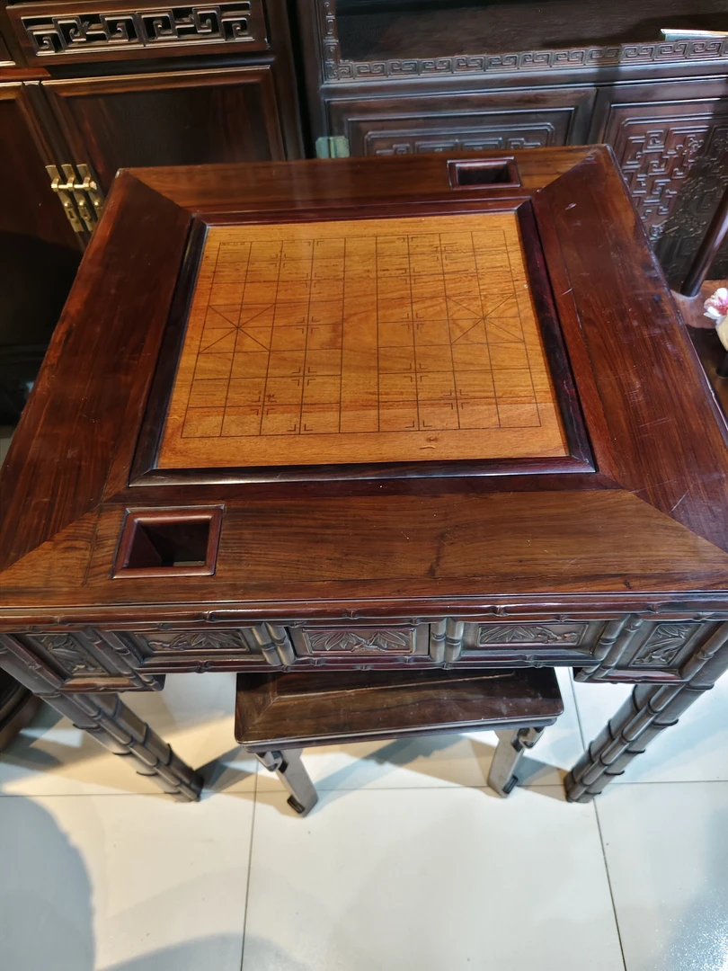 精品棋桌方几雕工一流古典新中式实木家具雕花