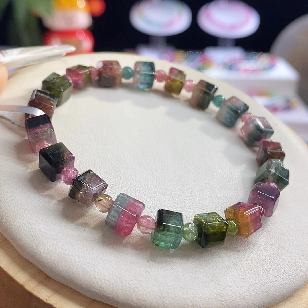 未镶嵌手链碧玺西瓜方糖