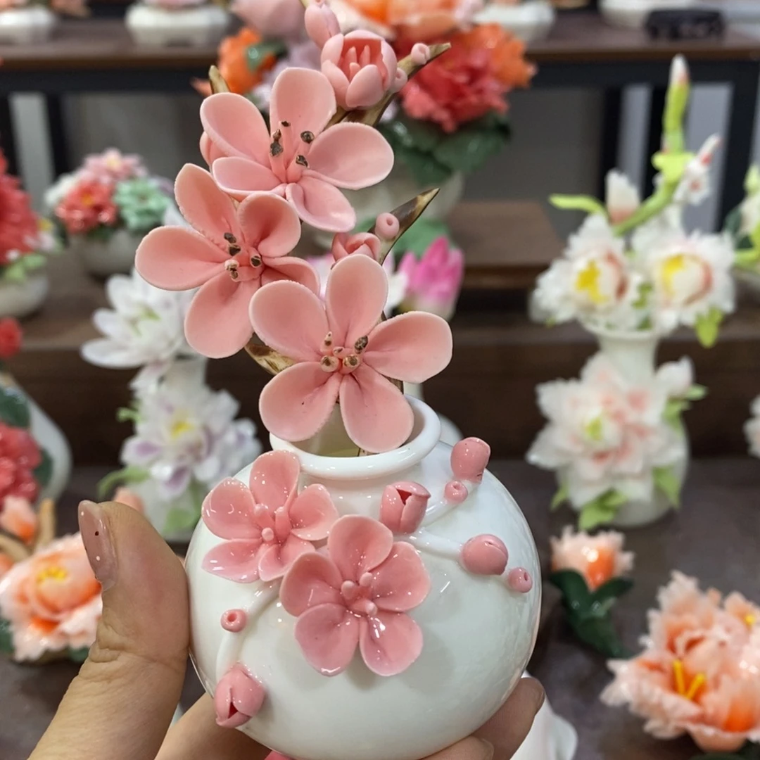 瓷片陶瓷手工花摆件