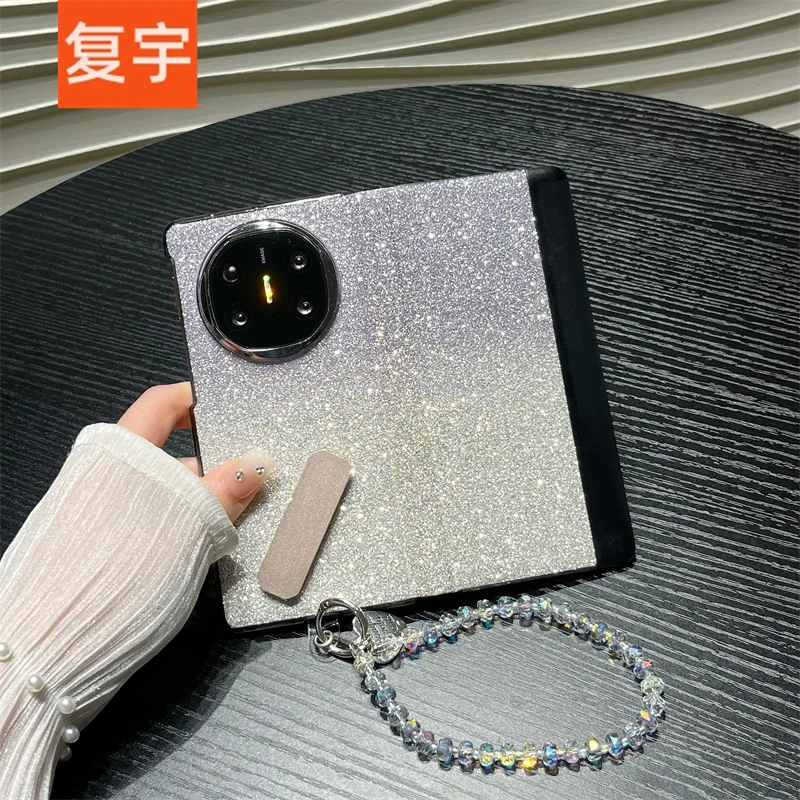 适用华为matex5手机壳新款matex6保护套闪粉旋转支架磁吸翻盖皮套