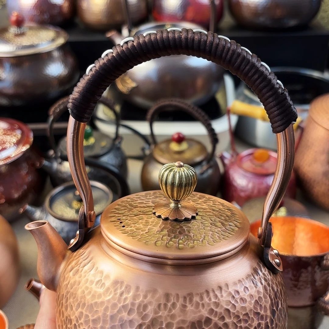 云***扬600毫升锤紫铜提梁壶