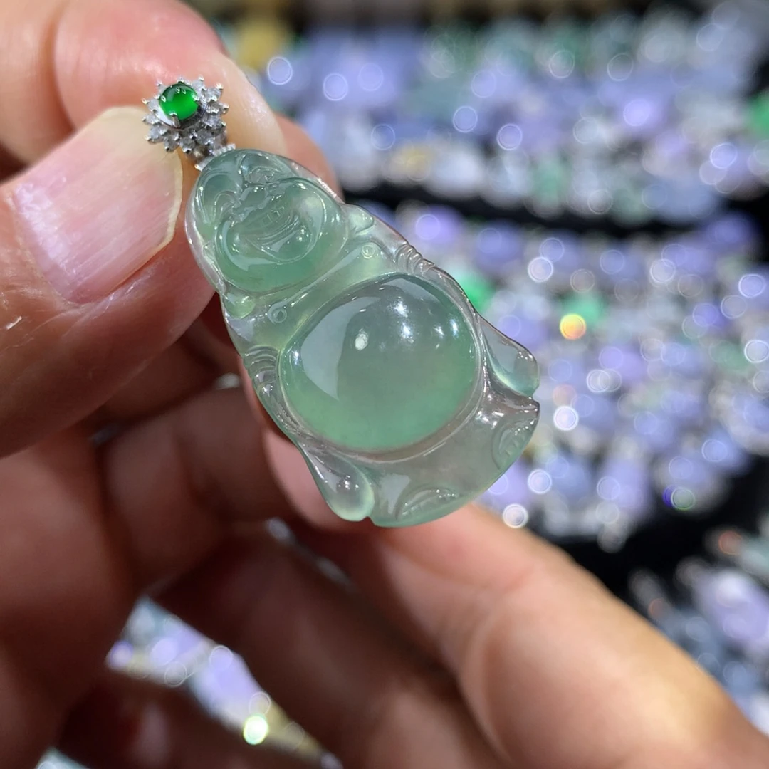 翡翠吊坠(不含链)18K金镶嵌