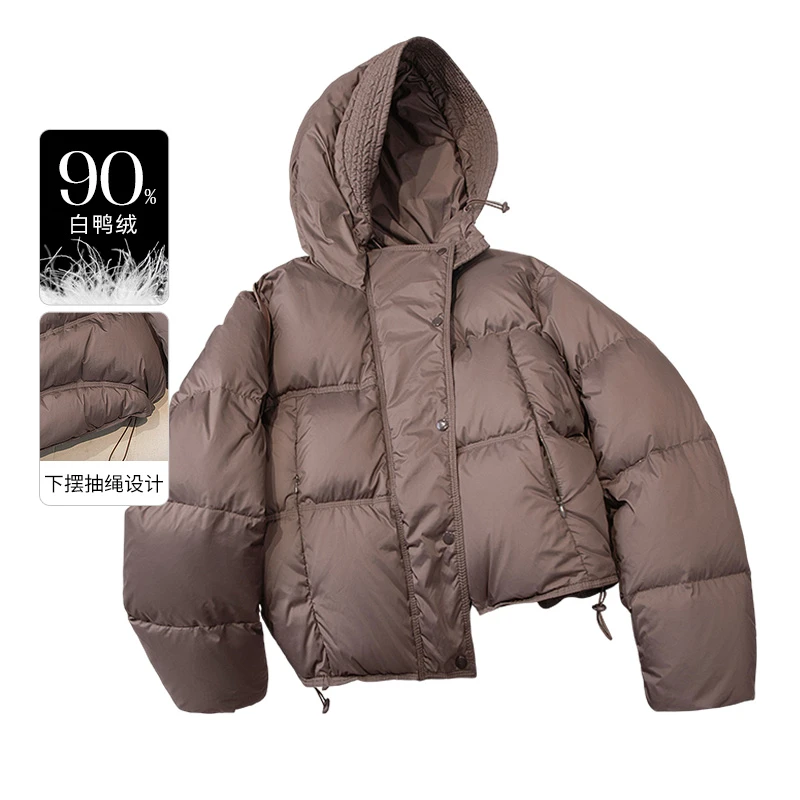 丝柏舍2025冬新款女装长袖短款好羽绒连帽羽绒服S34Q2799Y