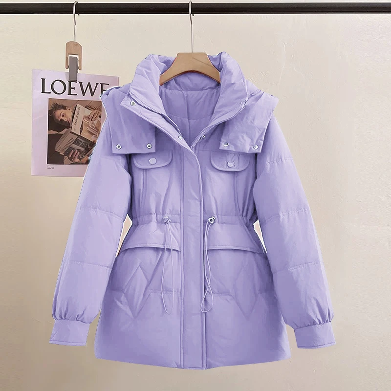 棉服女中长款小香风冬季厚实保暖棉衣韩版宽松显瘦束腰棉袄外套