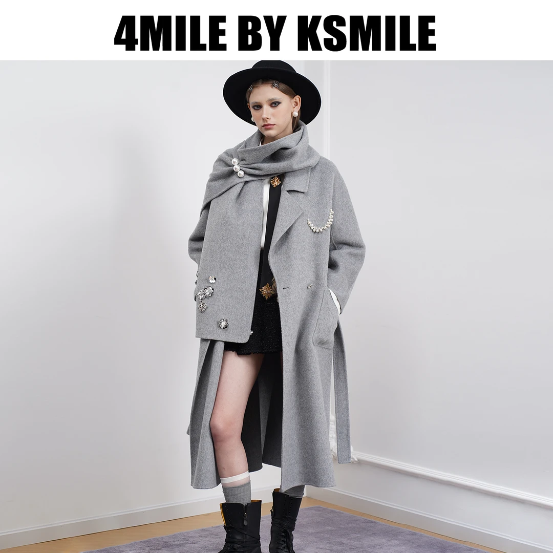 4MILE BY KSMILE | 贝加尔清晨高级感骆驼绒围巾保暖毛呢大衣外套