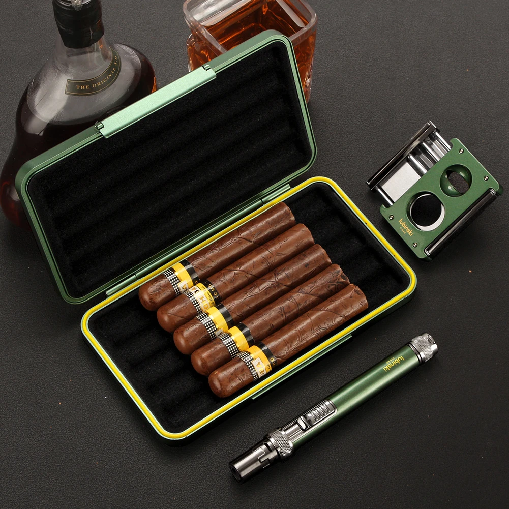 LUBINSKI雪茄打火机套装多功能防风便携锋利雪茄剪雪茄烟盒三件套