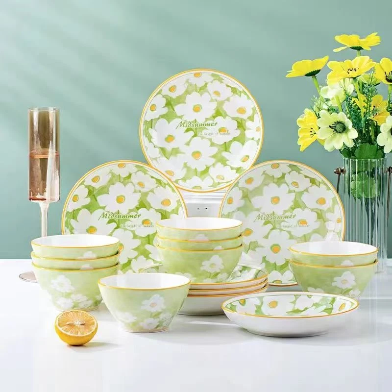 陶园春爱丽丝10件套中式家用高温烧制陶瓷釉下彩喜庆餐具伴手礼