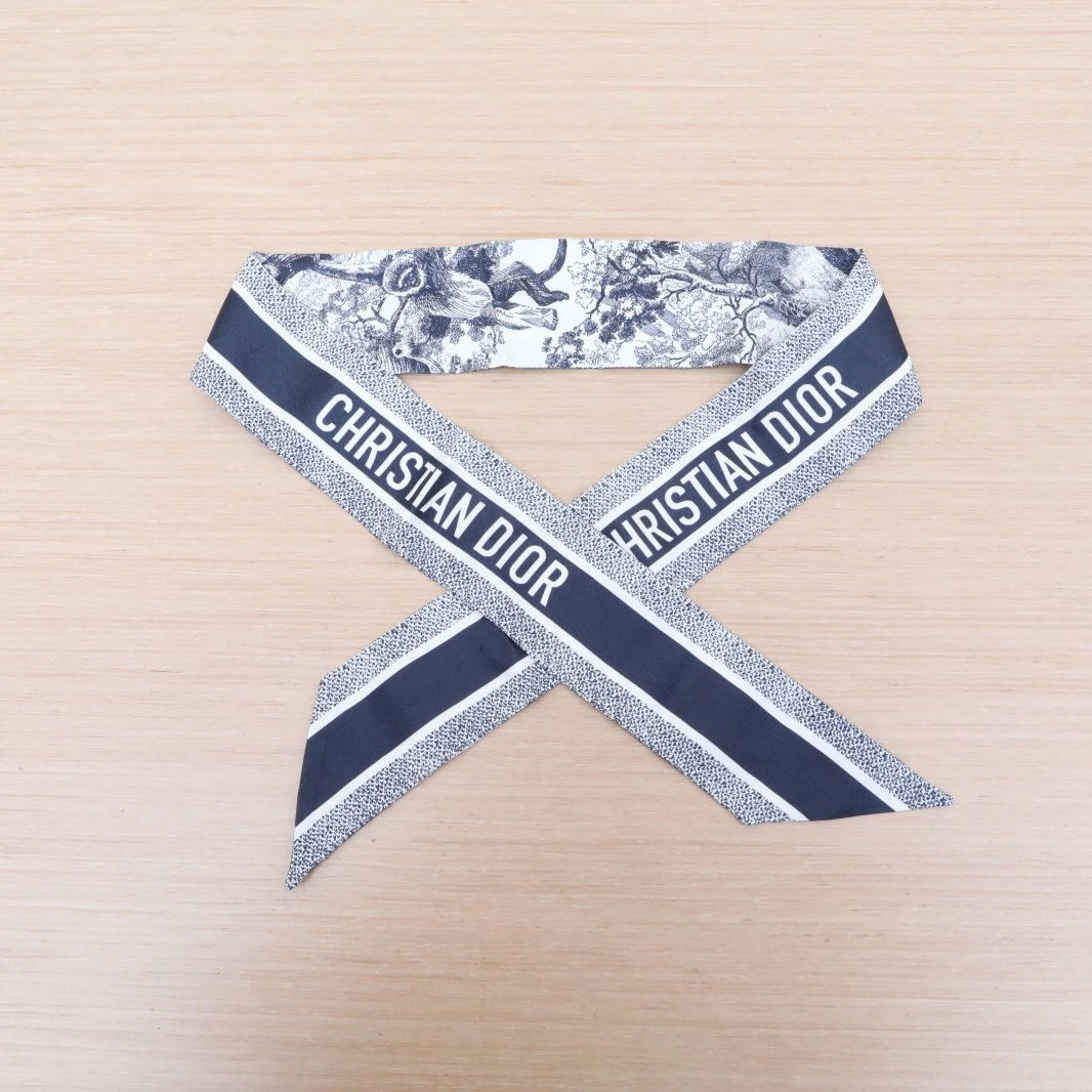 99新 DIOR/迪奥 汤/P205640900/蓝色动物园丝巾 绑带twily