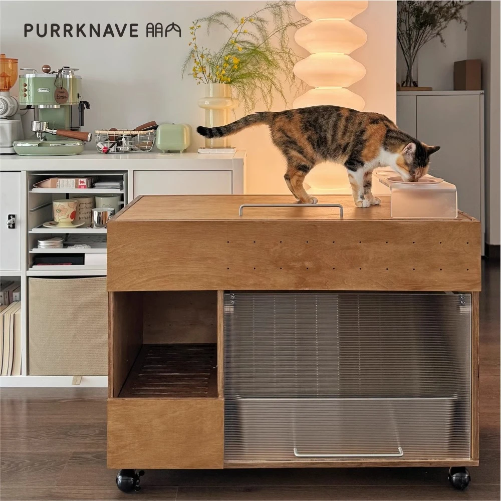 PurrKnave海洋板猫厕所防漏砂大号猫砂盆储物柜一体猫用品收纳柜