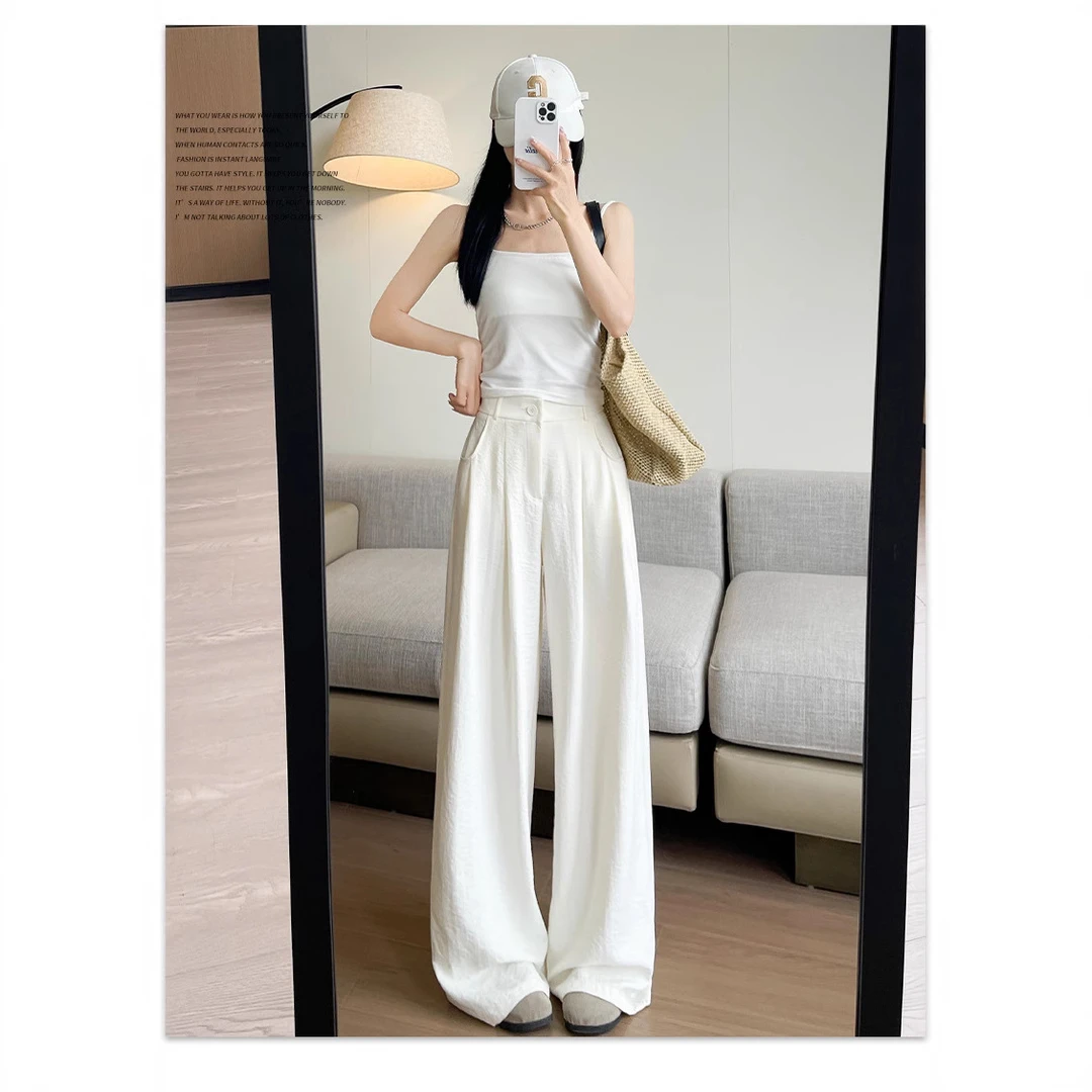 【新店福利】醋酸奶芙西装裤女夏季2025新款宽松显瘦休闲直筒裤高腰
