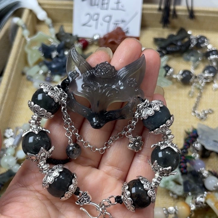 蛇纹石玉合金颈饰