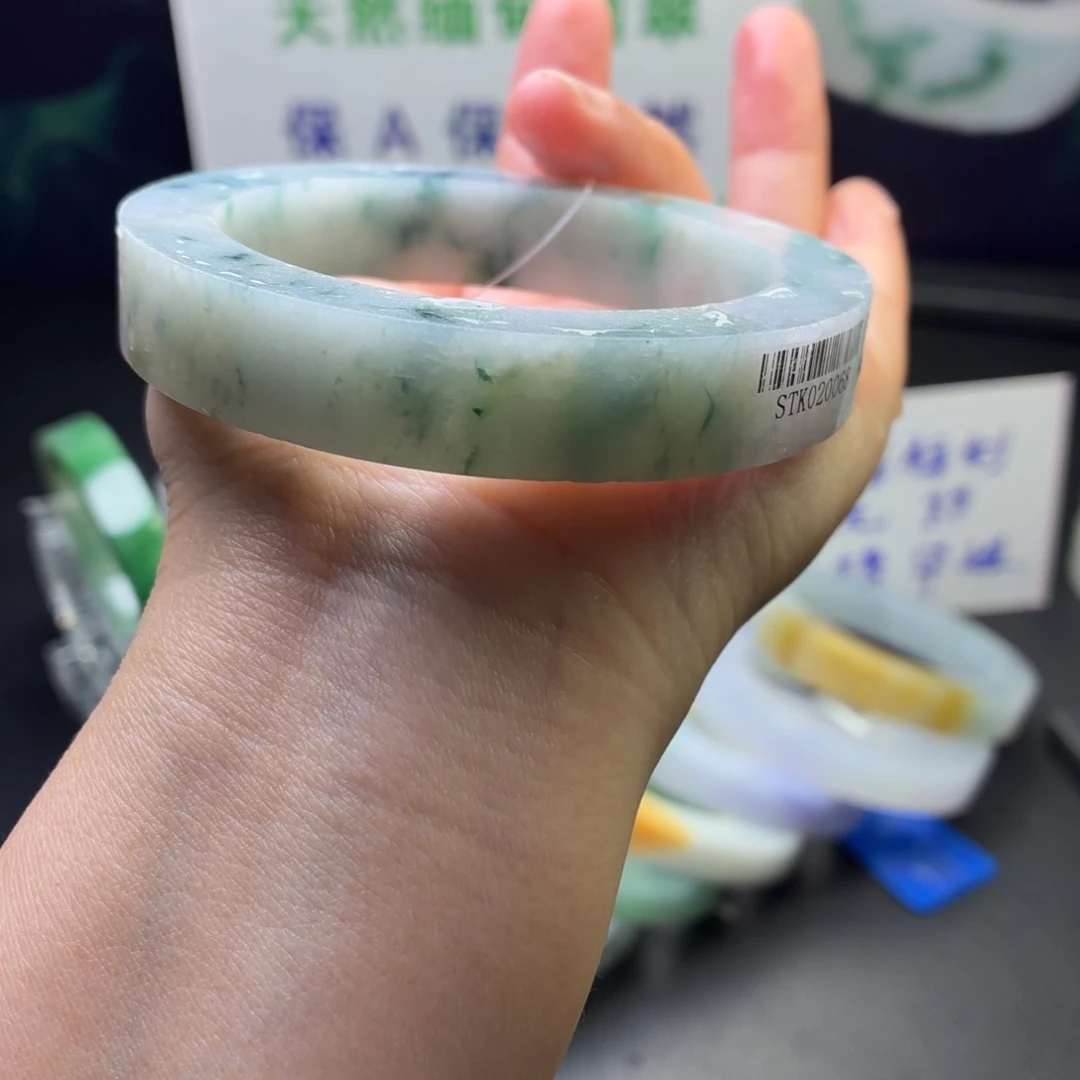 定制翡翠未镶嵌翡翠手镯莫奈花园