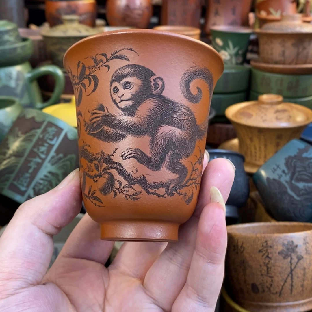 紫砂杯子宜兴全手工紫砂杯