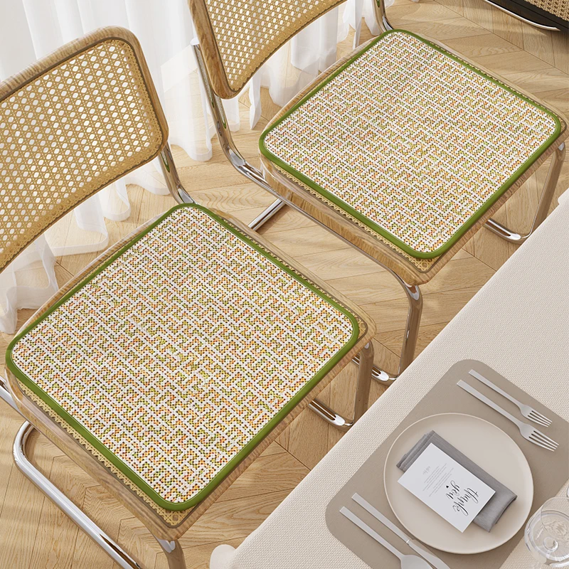 餐厅凉席坐垫藤席夏季凉垫餐椅垫冰丝屁垫透气办公室凳子竹编座垫