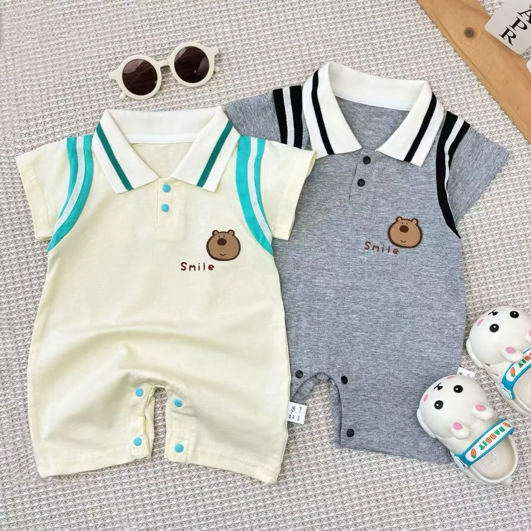 c【优选】高品质新生儿婴儿连体衣男女宝衣服夏季短袖哈衣爬爬服Ly