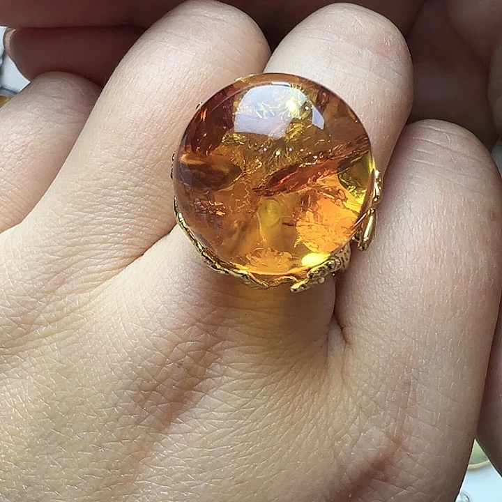 未镶嵌项链琥珀戒指