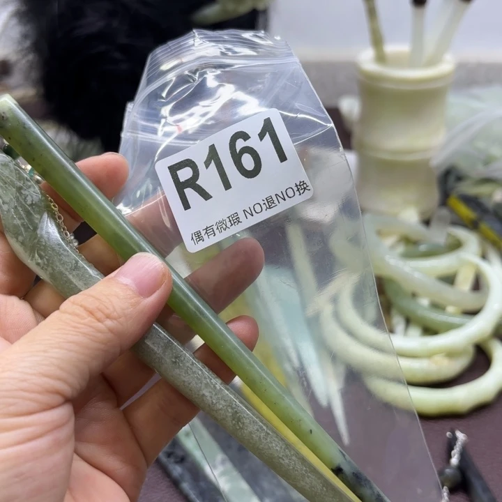 蛇纹石玉发饰合金A****心