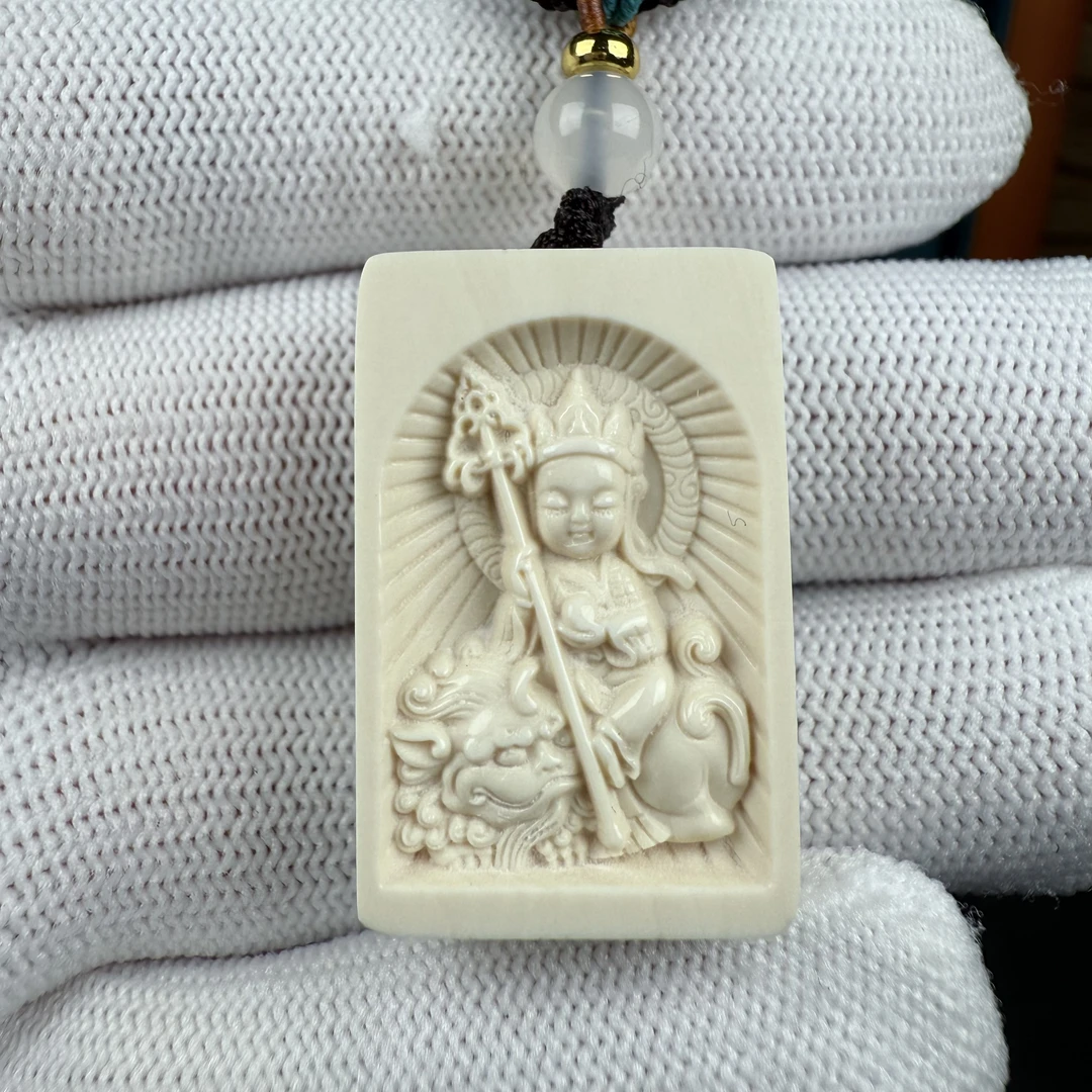 H5596天然猛犸 地藏王雕刻牌18*29*9mm一物一图假一罚十