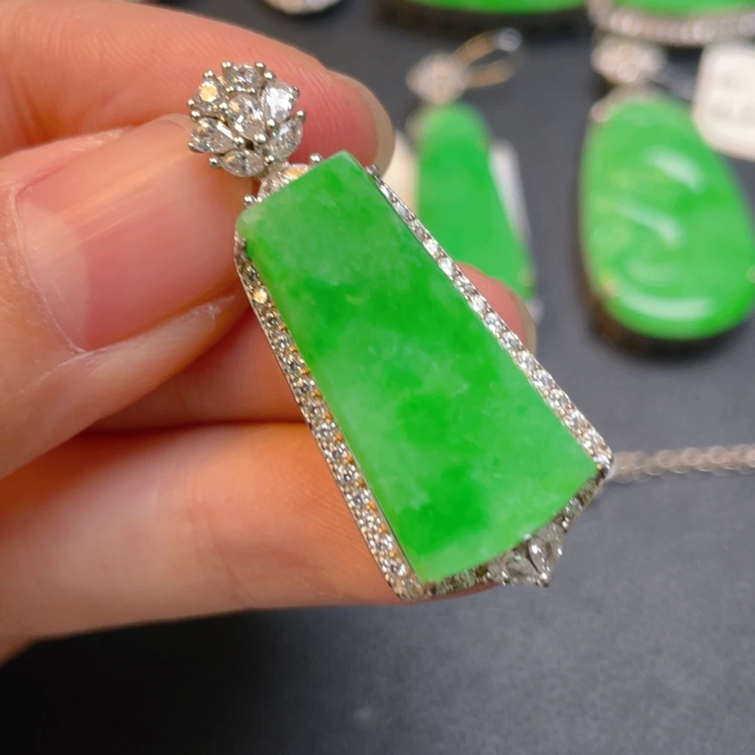 翡翠银S925镶嵌吊坠(不含链)