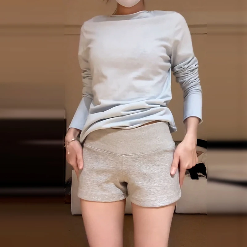 东南亚韩系灰色高腰休闲运动裤子女夏季2025新款小个子修身辣