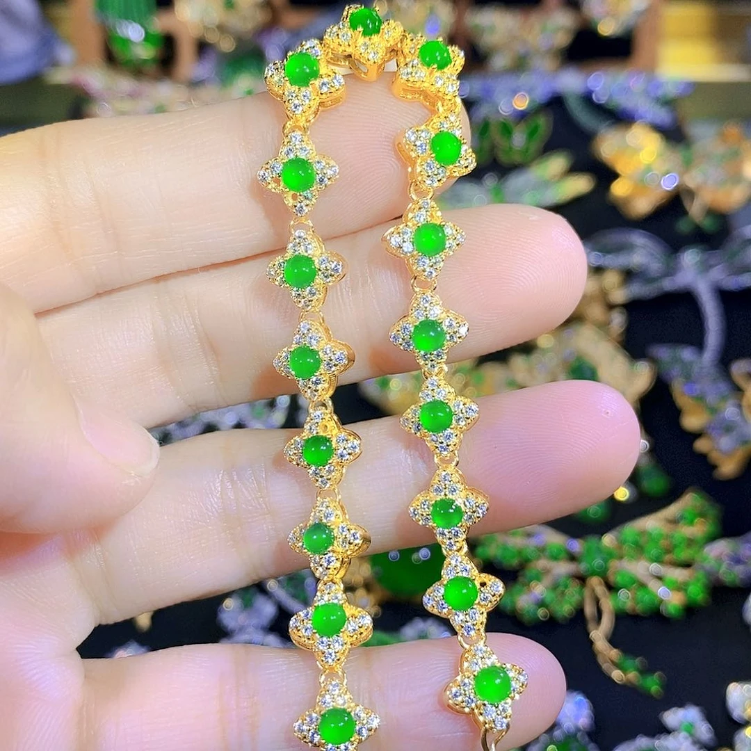 吊坠(不含链)银S925镶嵌翡翠