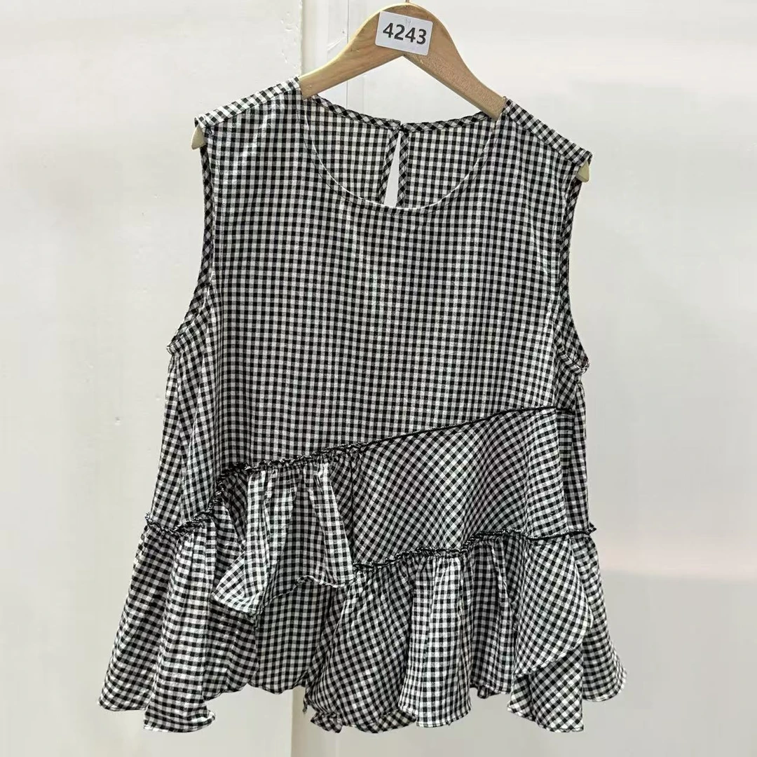 4243号#LX76#百搭格子拼接背心