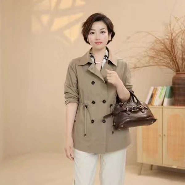 Childe Yao『都市轻行』春秋经典双排扣收腰休闲风衣外套 S407049