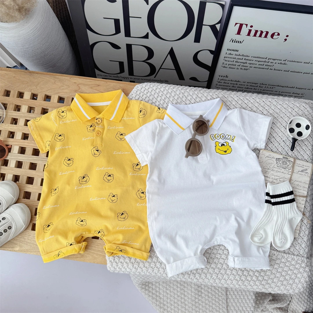 （现货）夏季男宝Polo领潮款芝麻街短袖连体哈衣爬服