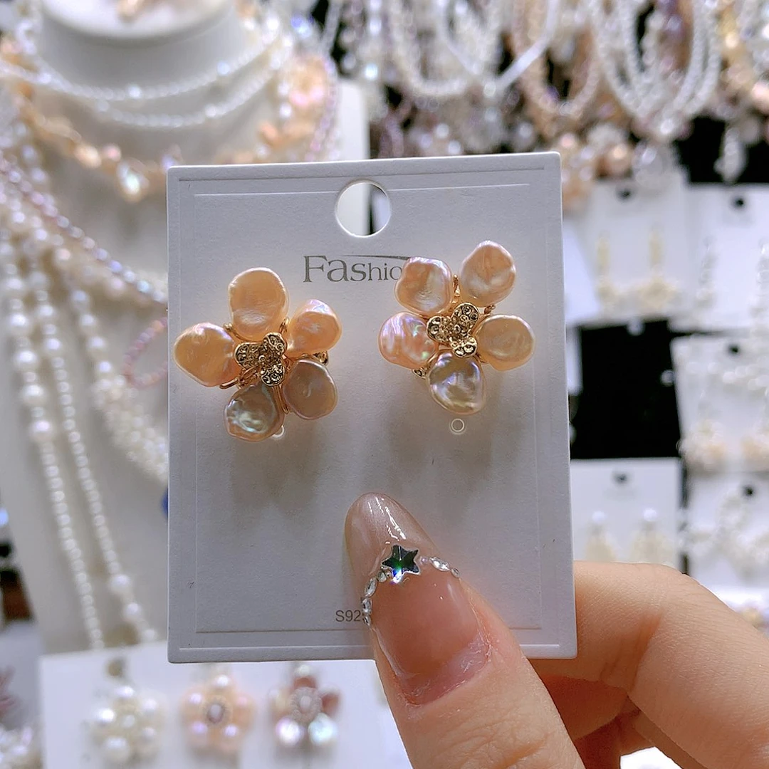 银S925镶嵌耳饰淡水珍珠