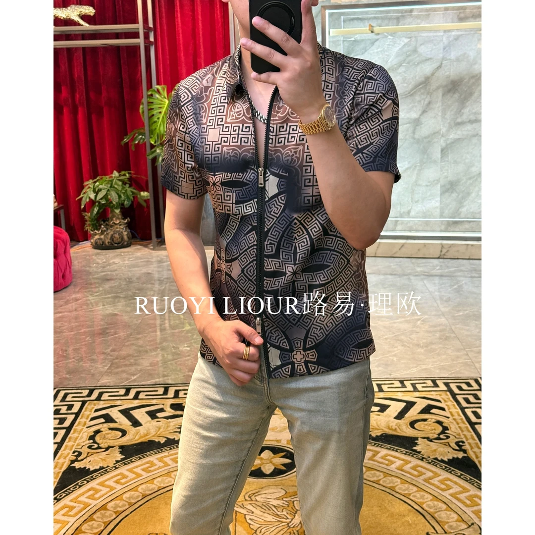 【路易理欧】2025夏季新款休闲拉链潮流几何拉链开衫0276