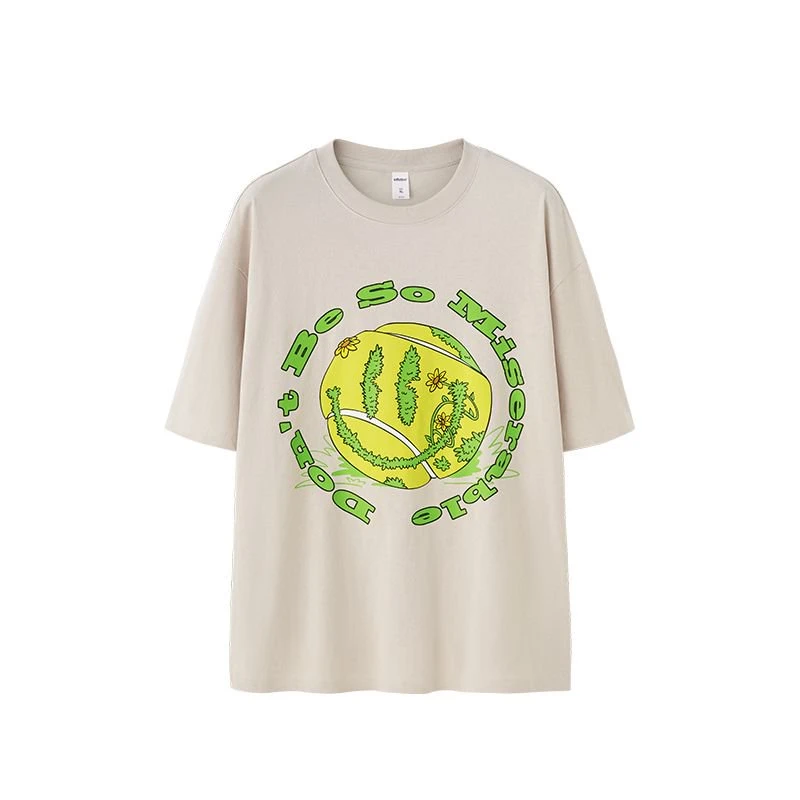 绒面网球印花T恤 绒面发泡印花，立体感强，色彩鲜明，透气不闷热