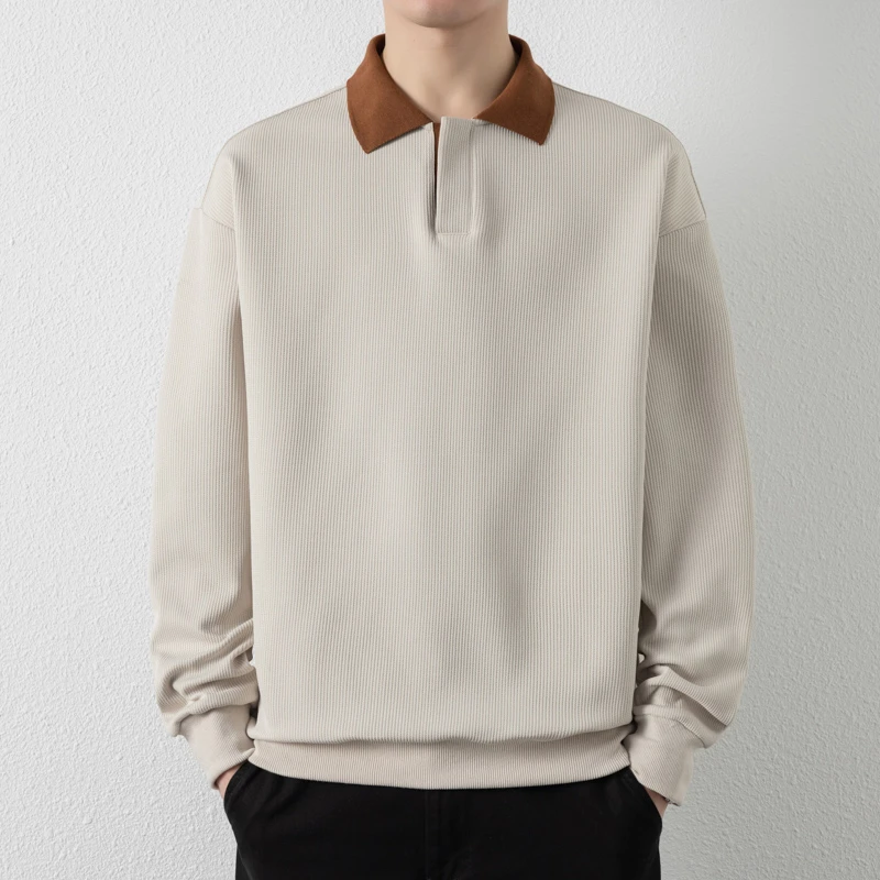 GS高级感重磅卫衣男春秋季时尚个性新款潮牌简约长袖休闲翻领衣服