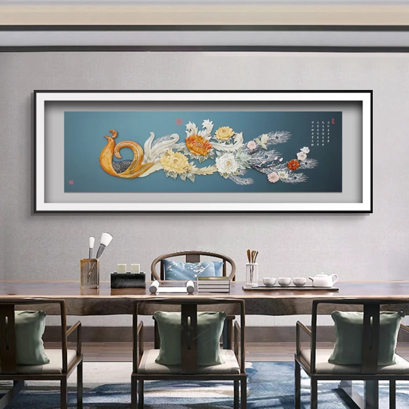 九头鸟手工玉雕画《富贵天成》