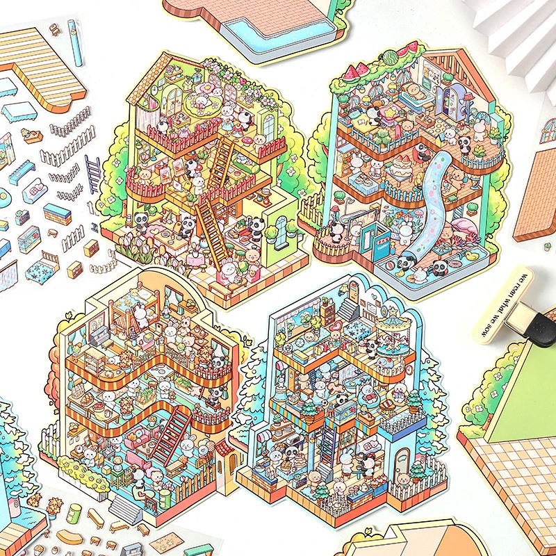 合集【悦真】造景贴纸大版3D立体场景贴纸新款手工微缩场景贴纸本