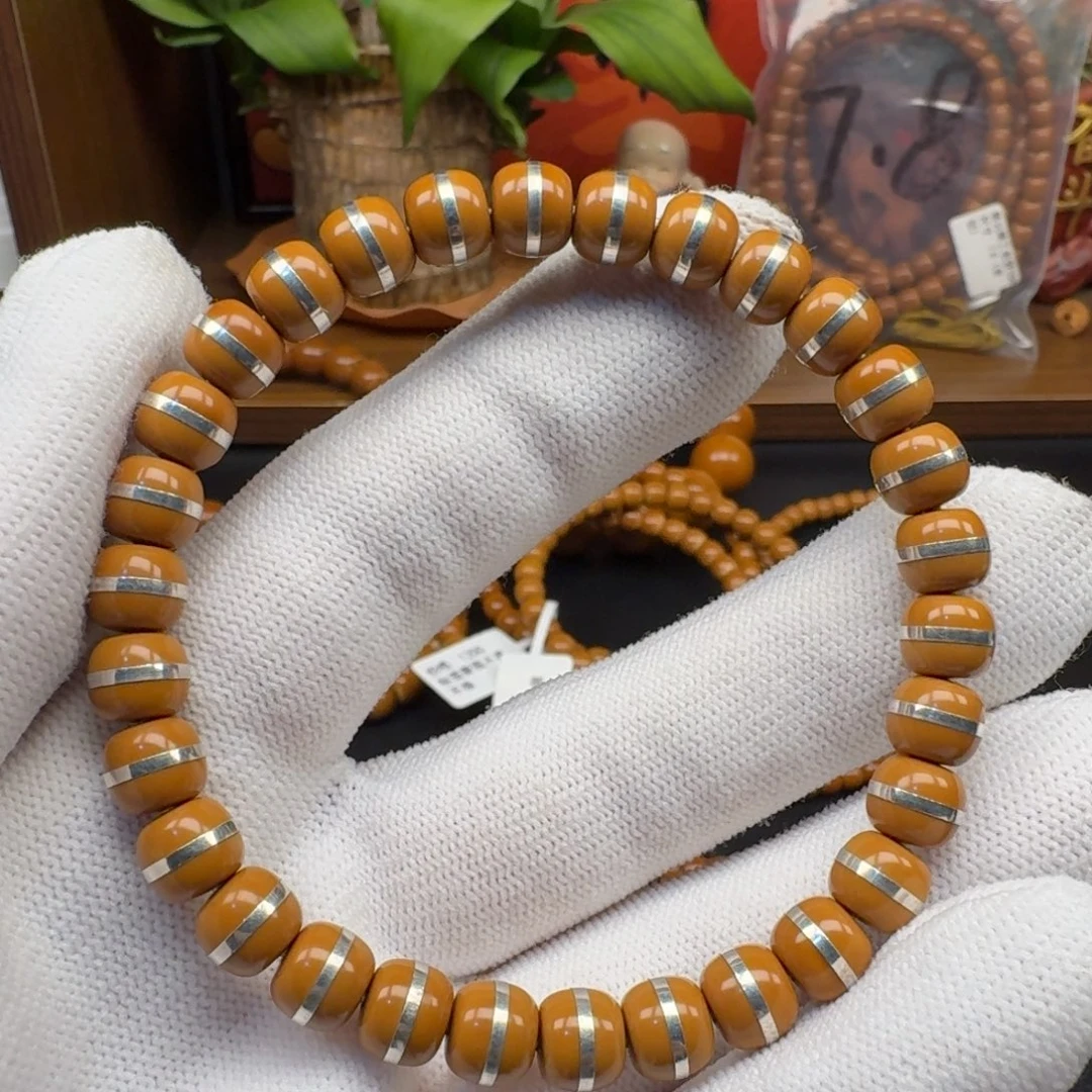 迪***キ橄榄核手串/手链7.5老挝核银单圈