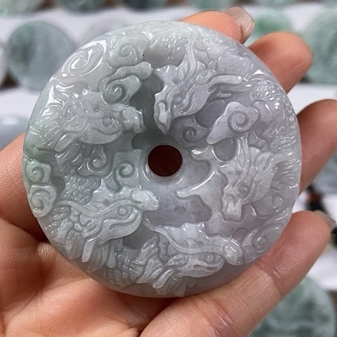 翡翠颈饰未镶嵌九龙扣两面工福利