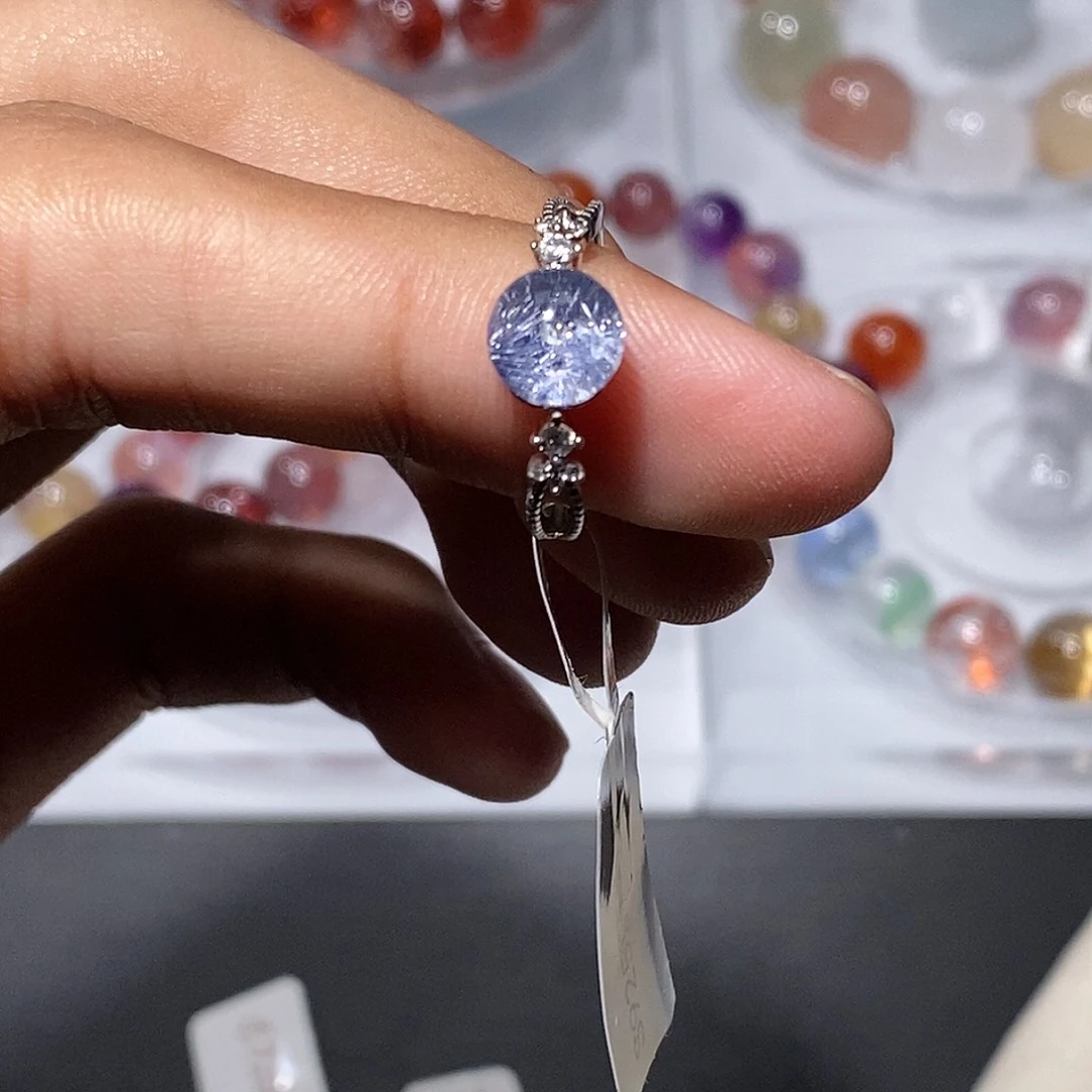 水晶银S925镶嵌手链蓝线