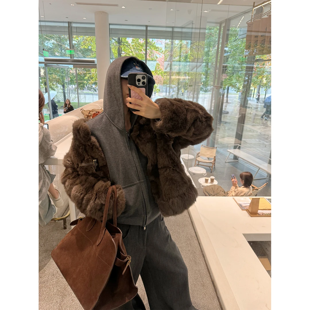 DYANGJUN 【刚需实穿】冬季高克重加厚慵懒连帽宽松休息卫衣外套女