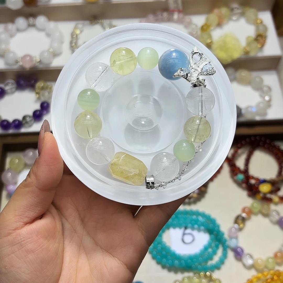 石英石纯铜清冷色系多宝手串