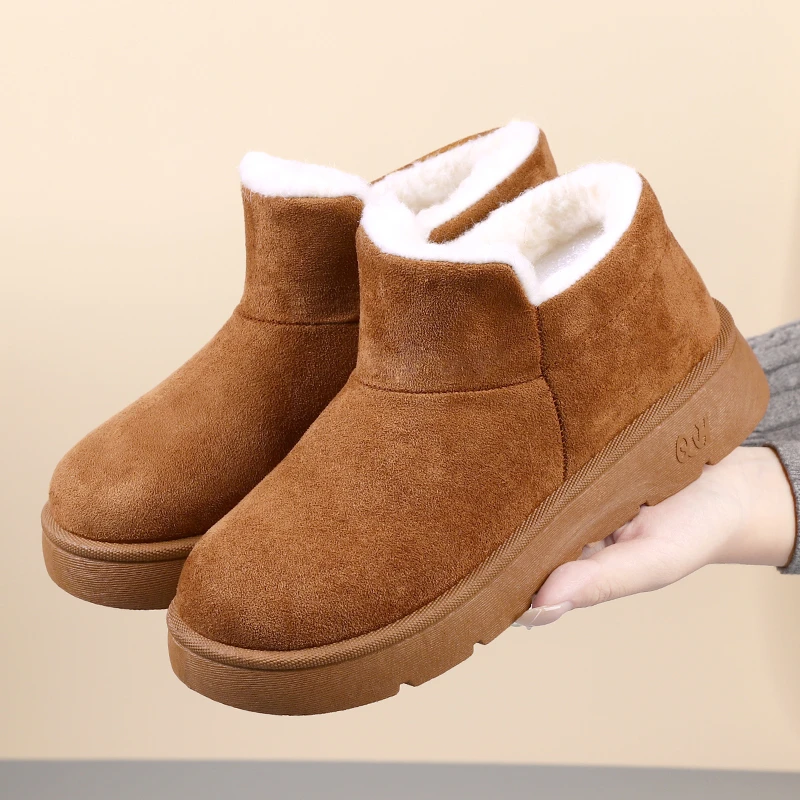 经典款冬季雪地靴时尚厚底加绒加厚平地保暖雪地靴软底妈妈鞋