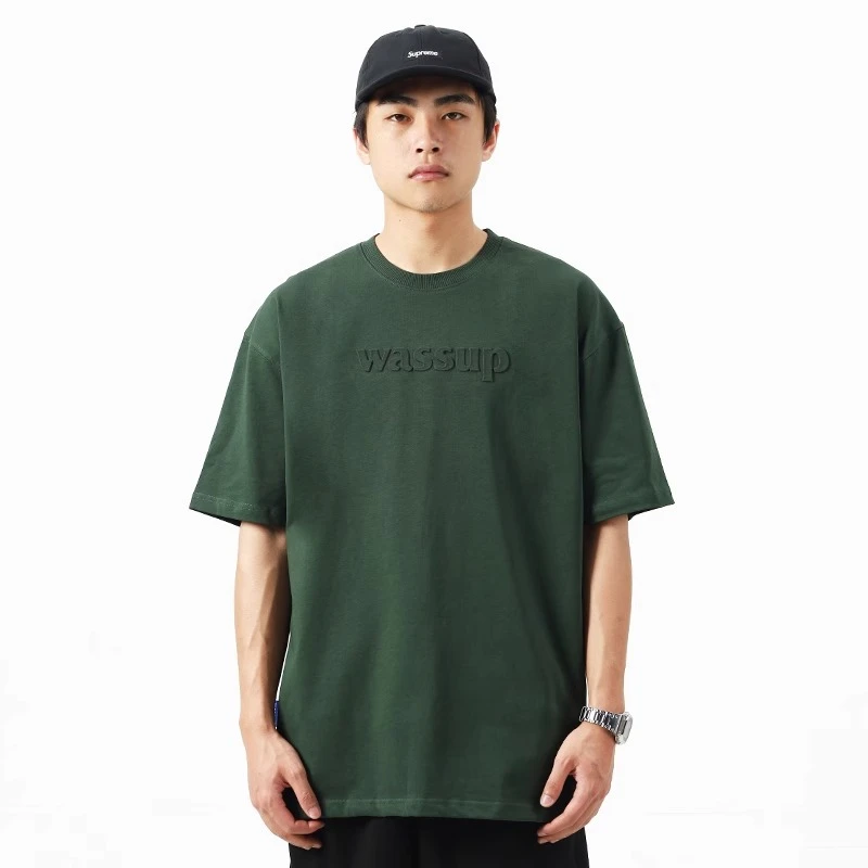 WASSUP潮牌凹凸印字母T恤短袖男女装夏季宽松百搭休闲圆领上衣服