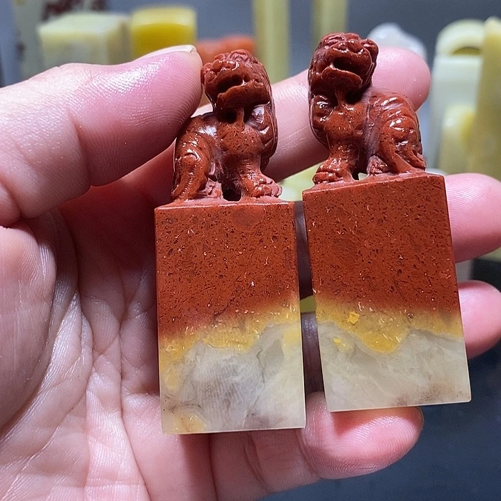 印石青田石老挝石一对