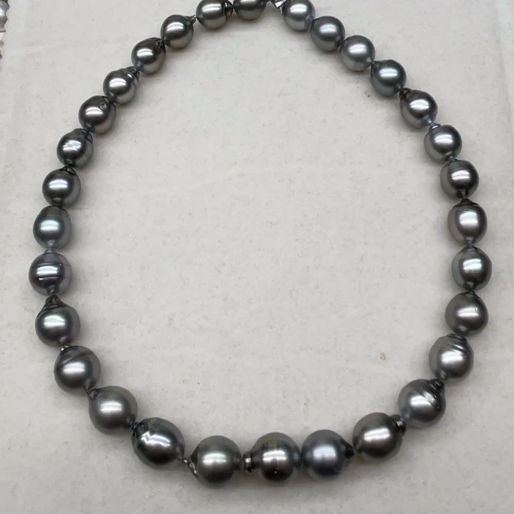未镶嵌项链海水珍珠铂金灰巴洛克10.7-13.3