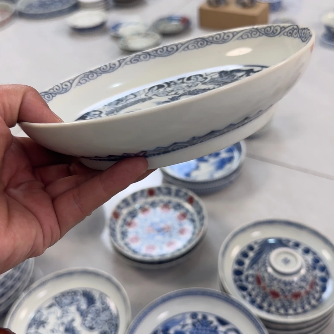 摆件陶青花如意穿花龙大壶承