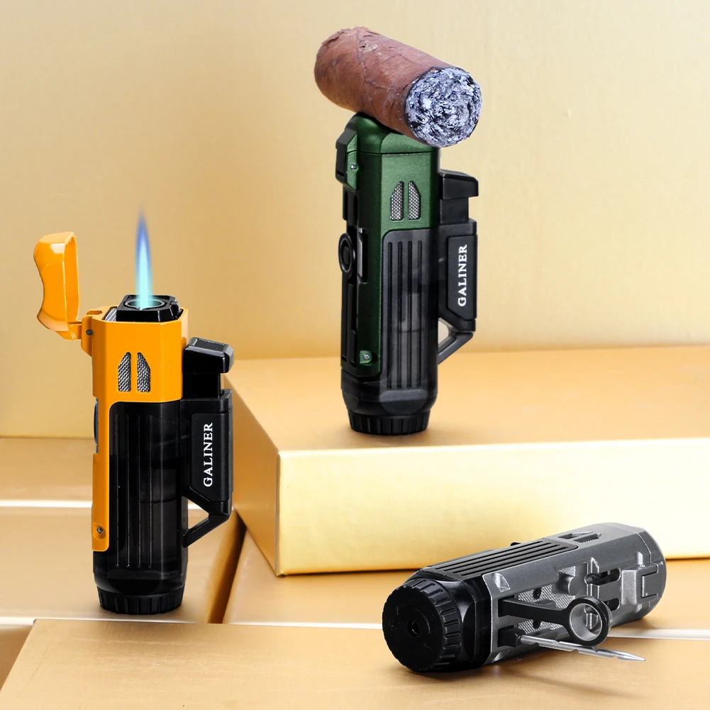 雪茄打火机金属充气防风火机多功能三合一单火直冲点火器艾灸专用