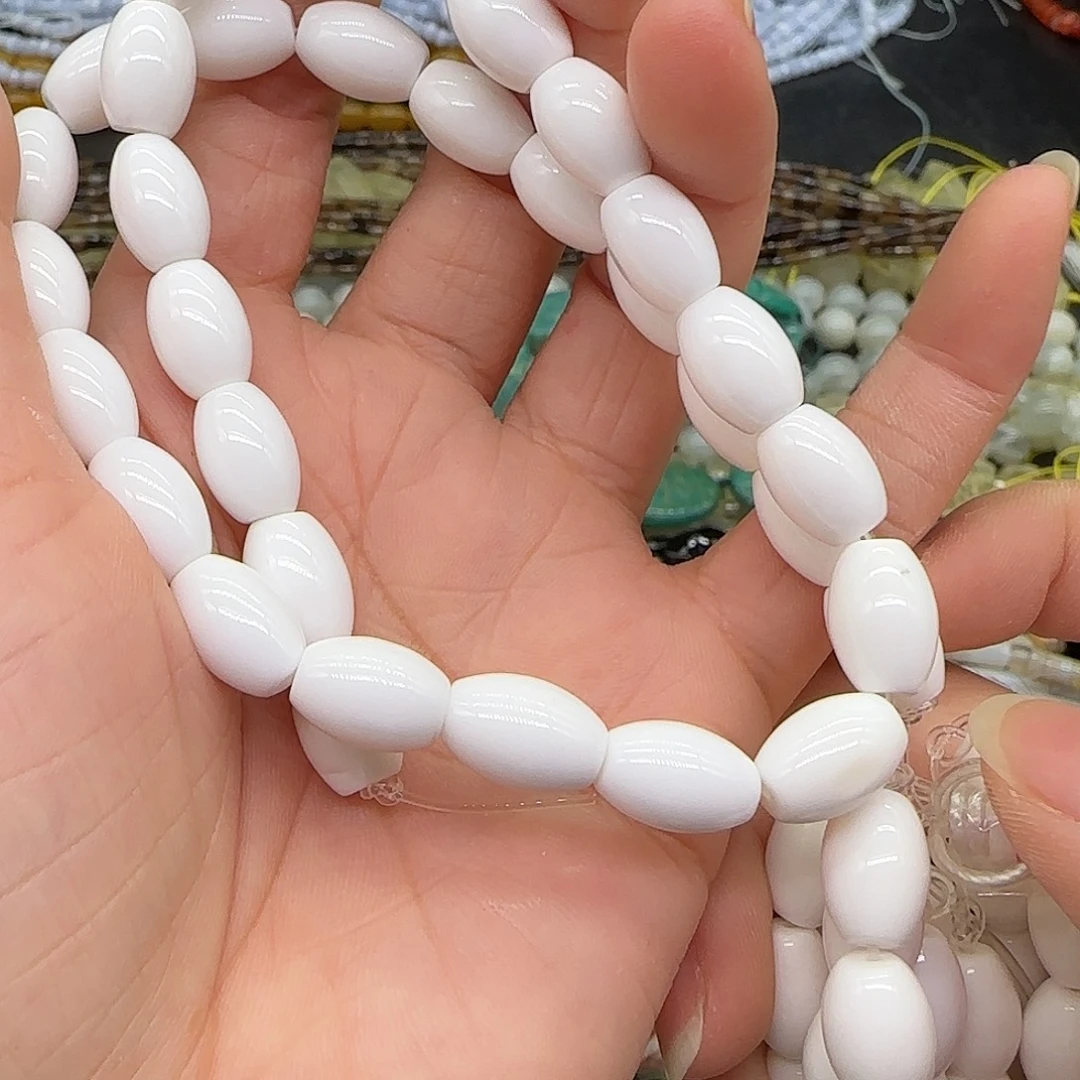 合金玛瑙/玉髓珠宝半成品瓷白玛瑙8-11mm一条